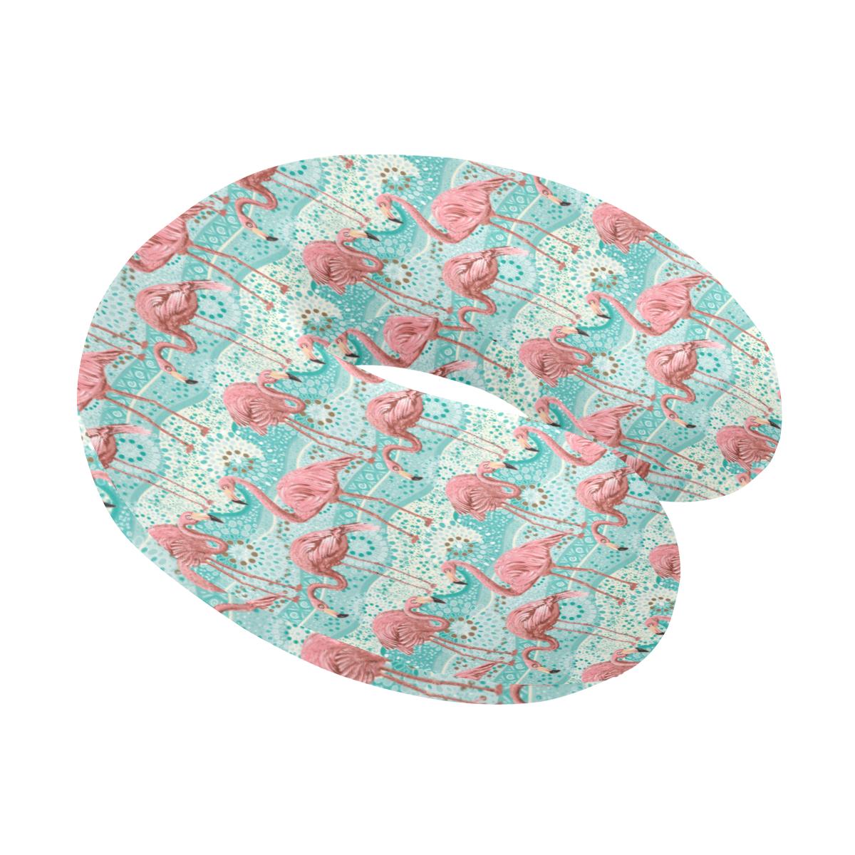 Flamingo Background Themed Print U-Shaped Travel Neck Pillow-JTAMIGO.COM