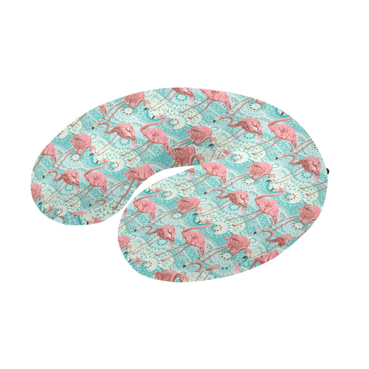 Flamingo Background Themed Print U-Shaped Travel Neck Pillow-JTAMIGO.COM