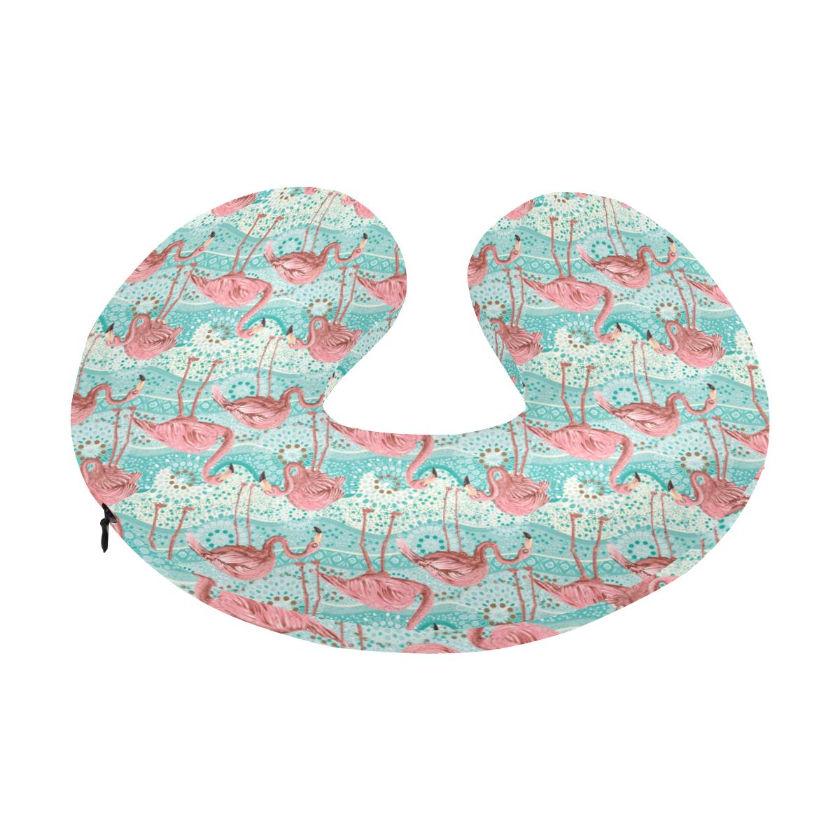 Flamingo Background Themed Print U-Shaped Travel Neck Pillow-JTAMIGO.COM