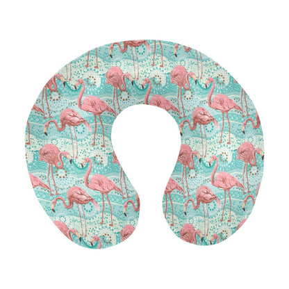 Flamingo Background Themed Print U-Shaped Travel Neck Pillow-JTAMIGO.COM