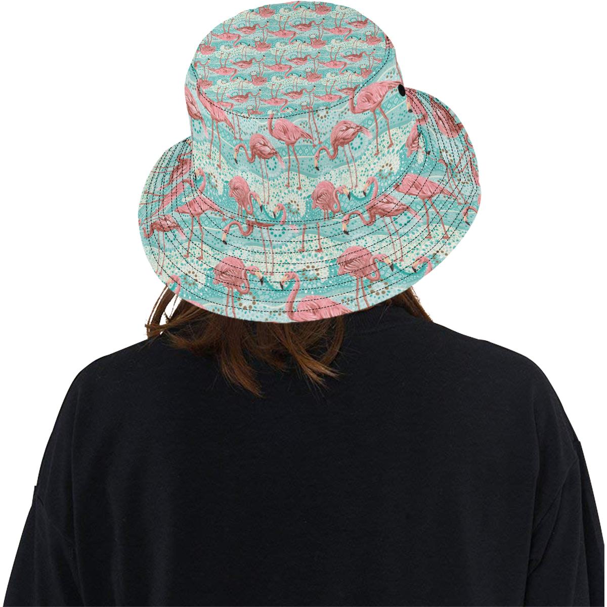 Flamingo Background Themed Print Unisex Bucket Hat
