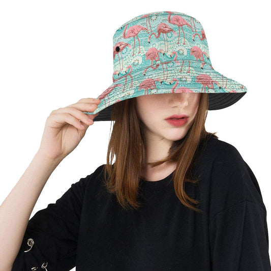 Flamingo Background Themed Print Unisex Bucket Hat