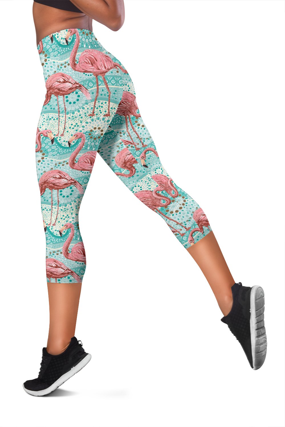 Flamingo Background Themed Print Women Capris