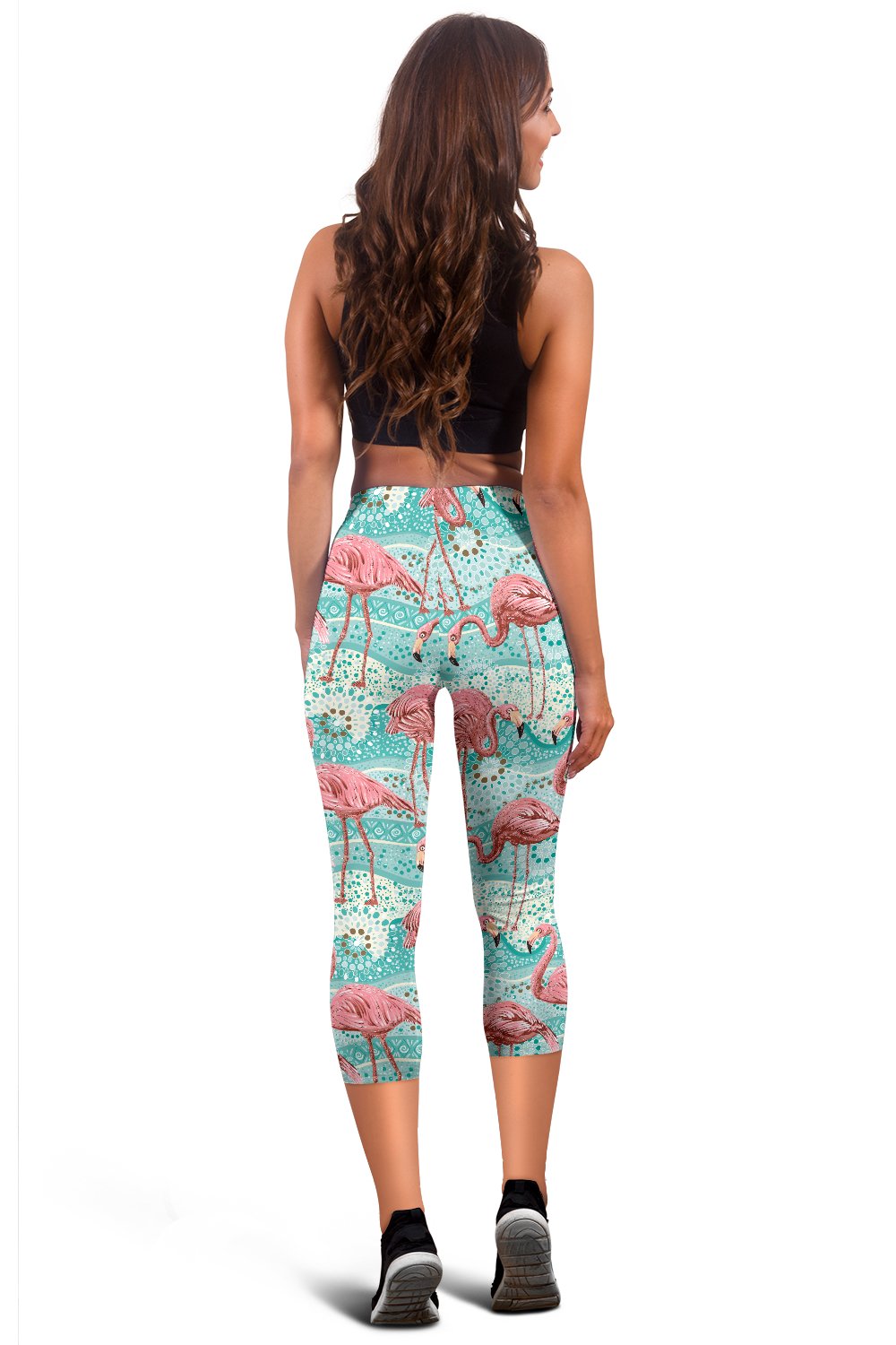 Flamingo Background Themed Print Women Capris