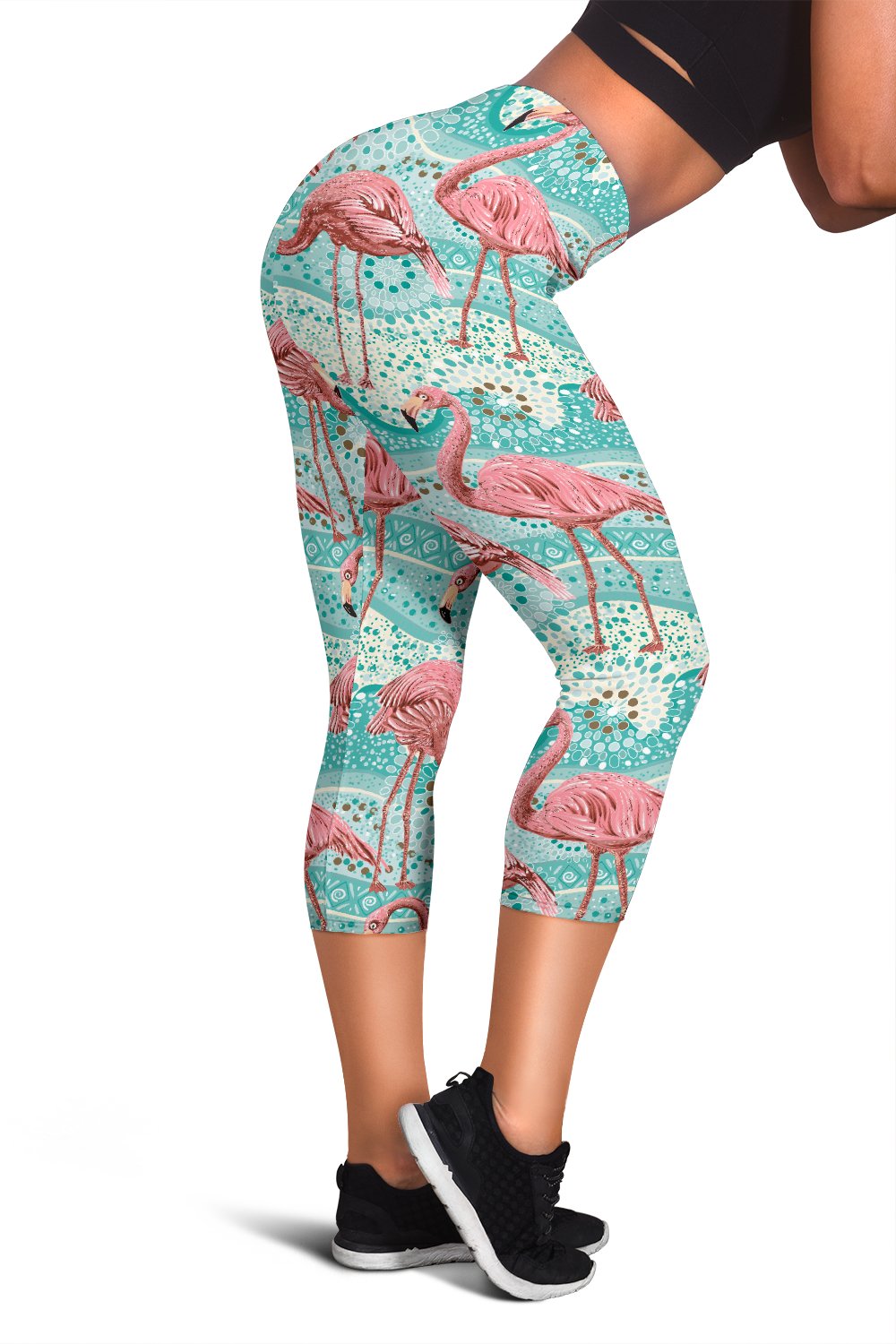 Flamingo Background Themed Print Women Capris