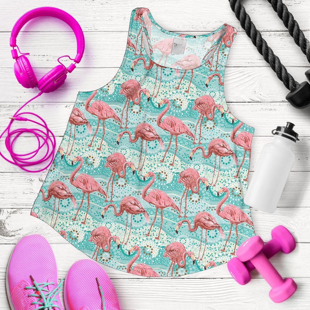 Flamingo Background Themed Print Women Racerback Tank Top