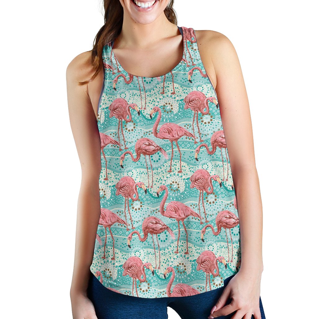 Flamingo Background Themed Print Women Racerback Tank Top