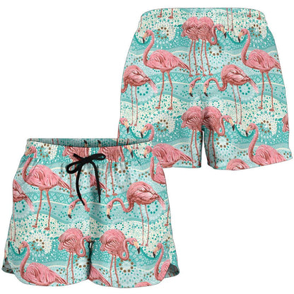 Flamingo Background Themed Print Women Shorts-JTAMIGO.COM