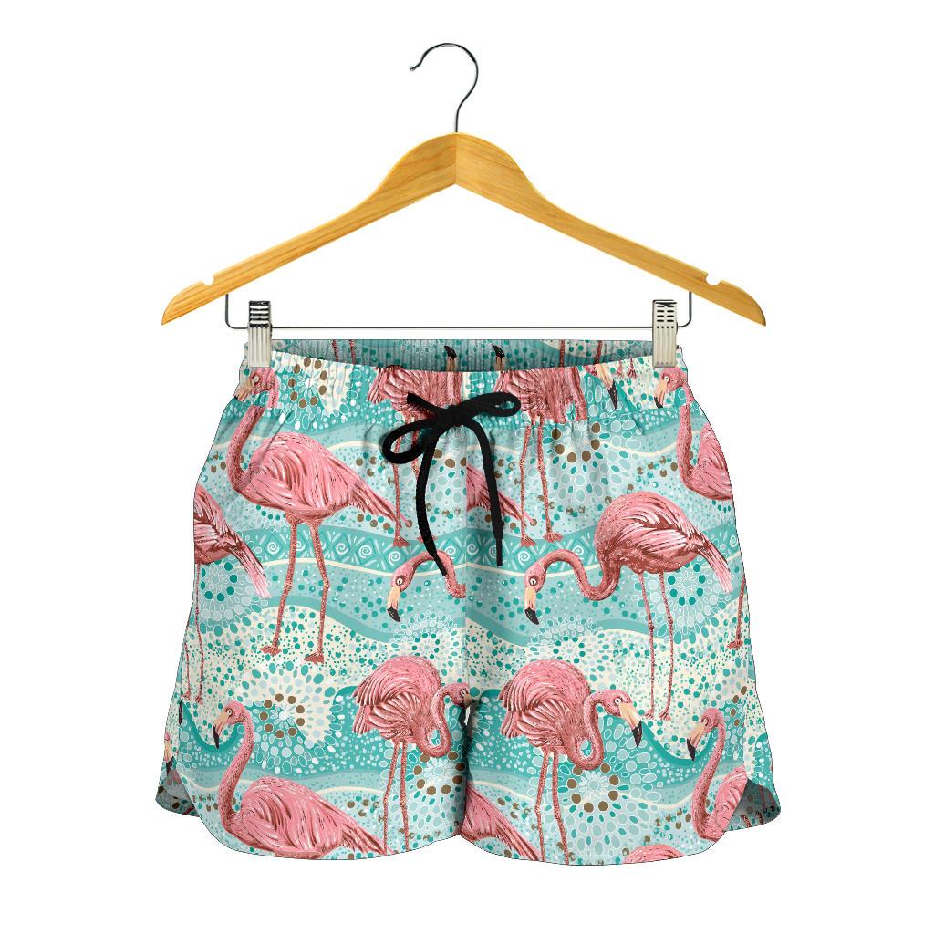 Flamingo Background Themed Print Women Shorts-JTAMIGO.COM