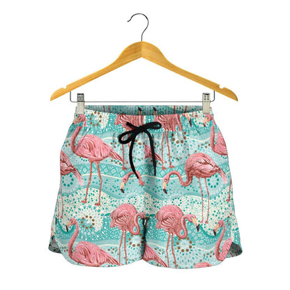 Flamingo Background Themed Print Women Shorts-JTAMIGO.COM