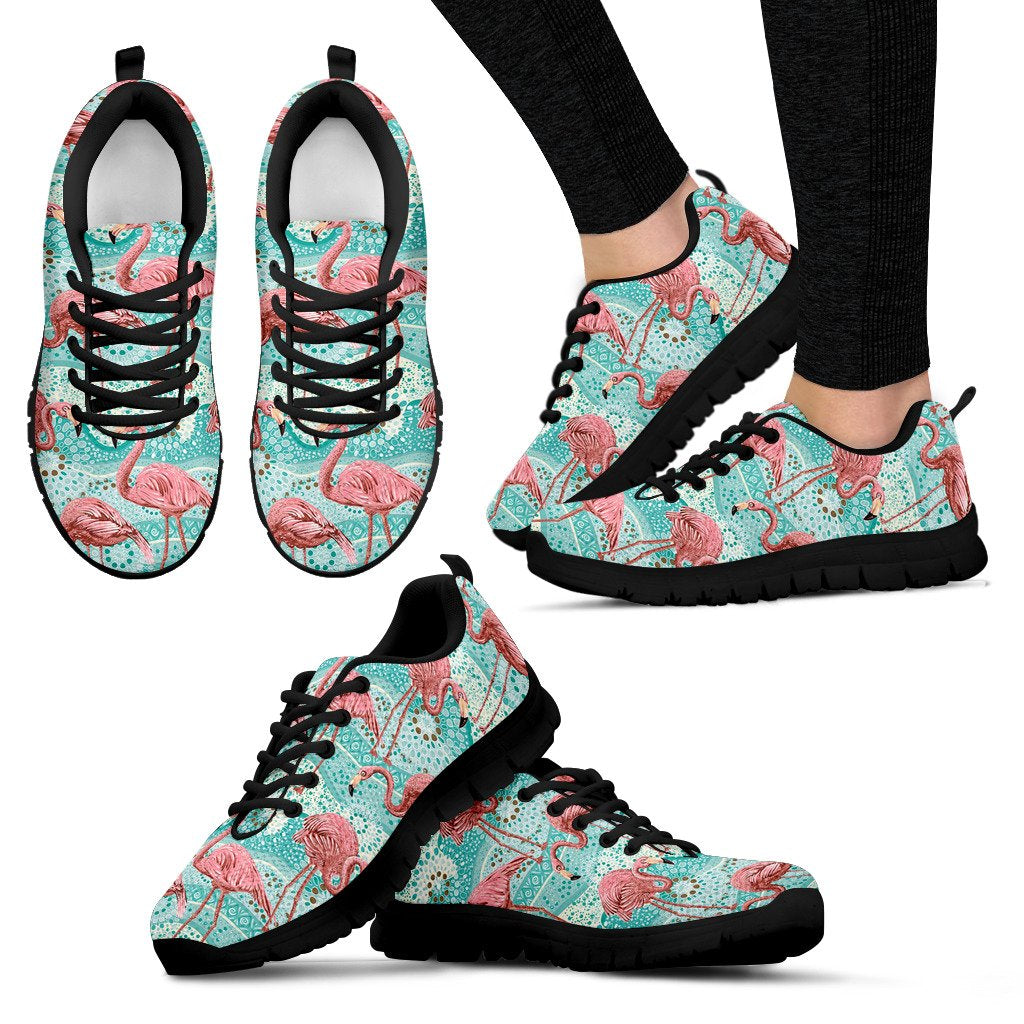 Flamingo Background Themed Print Women Sneakers Shoes