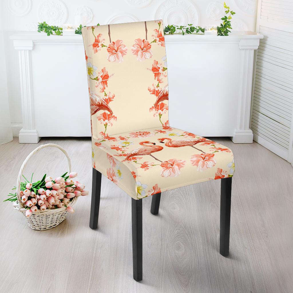 Flamingo Hibiscus Print Pattern Dinning Chair Slipper-JTAMIGO.COM