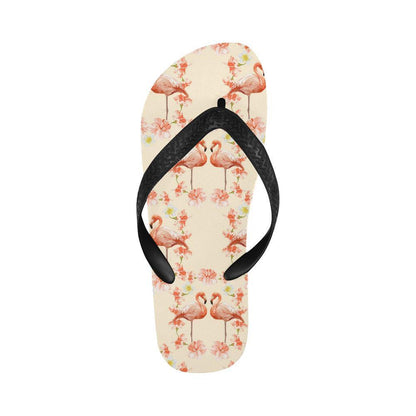 Flamingo Hibiscus Print Pattern Flip Flops-JTAMIGO.COM