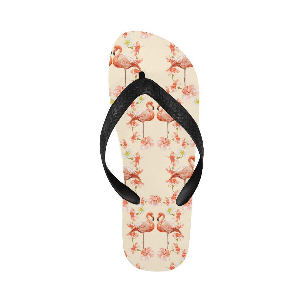 Flamingo Hibiscus Print Pattern Flip Flops-JTAMIGO.COM