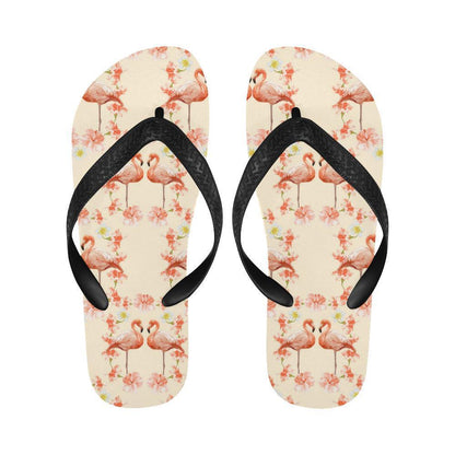 Flamingo Hibiscus Print Pattern Flip Flops-JTAMIGO.COM