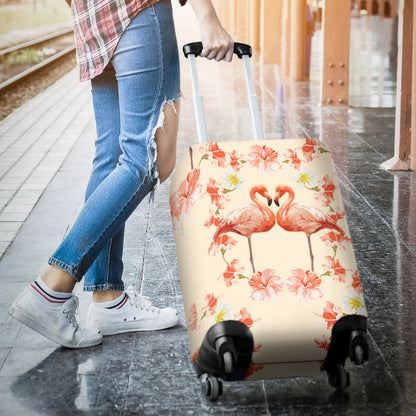 Flamingo Hibiscus Print Pattern Luggage Cover Protector