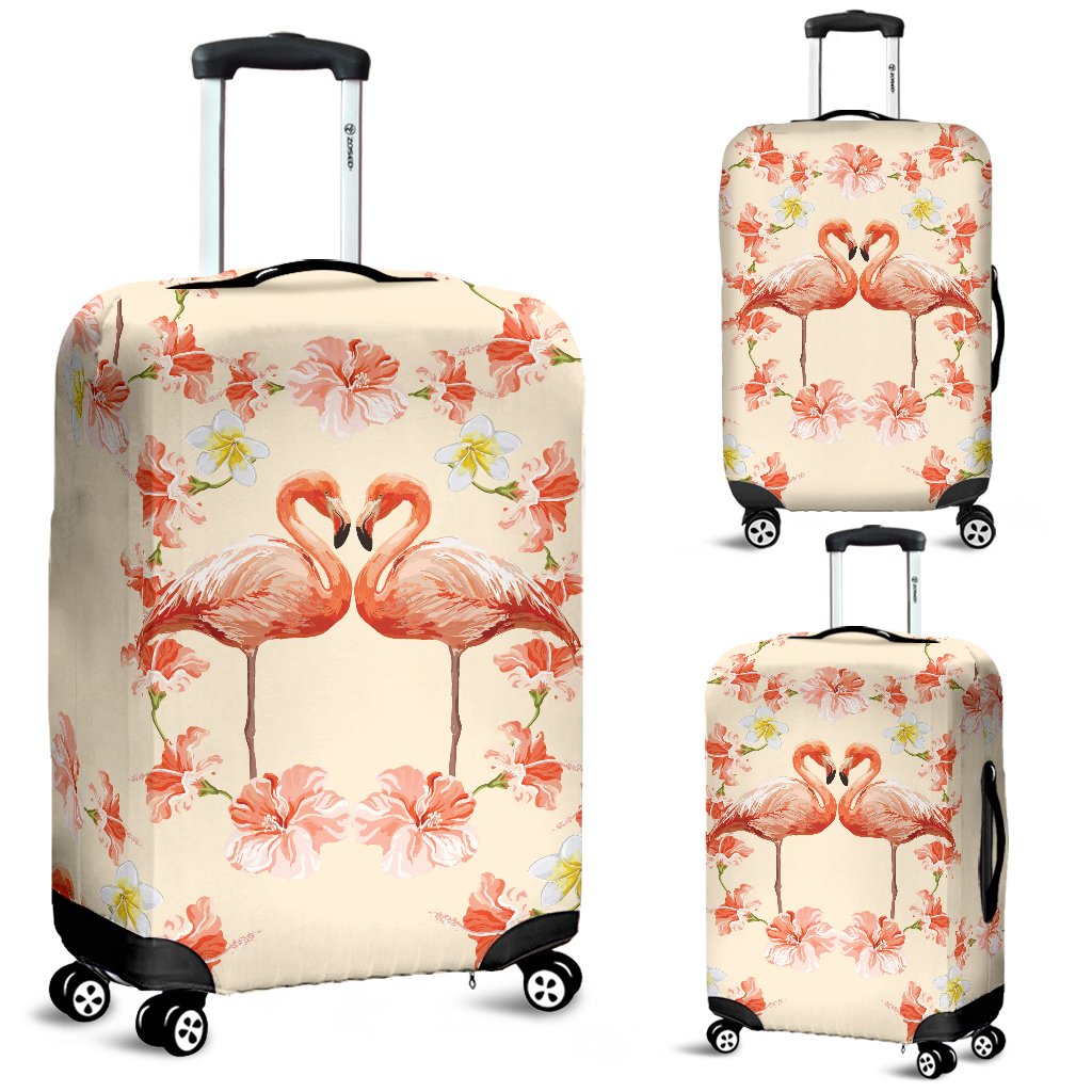 Flamingo Hibiscus Print Pattern Luggage Cover Protector