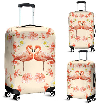 Flamingo Hibiscus Print Pattern Luggage Cover Protector