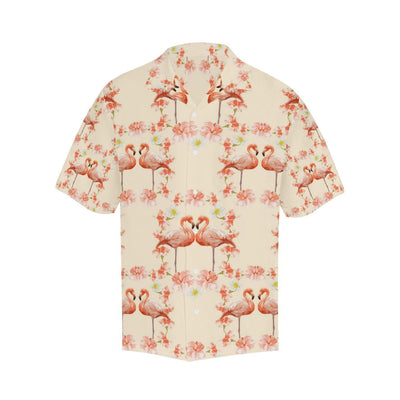 Flamingo Hibiscus Print Pattern Men Aloha Hawaiian Shirt