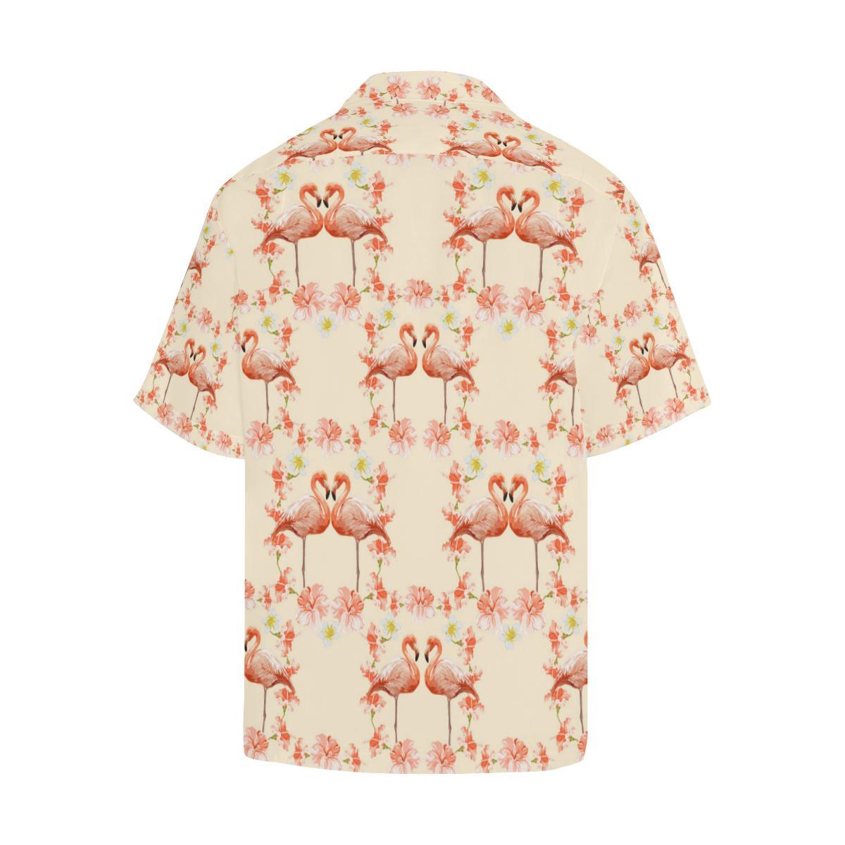 Flamingo Hibiscus Print Pattern Men Aloha Hawaiian Shirt