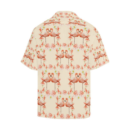 Flamingo Hibiscus Print Pattern Men Aloha Hawaiian Shirt