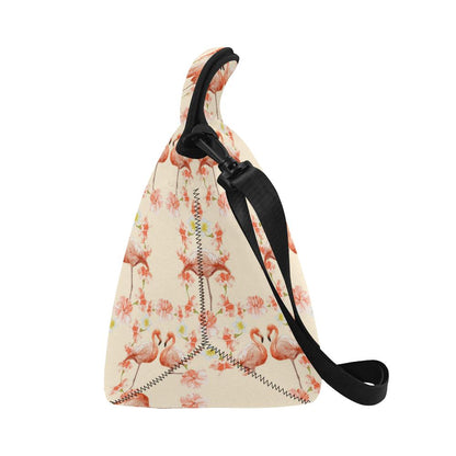 Flamingo Hibiscus Print Pattern Neoprene Lunch Bag (Model 1669)(Large)-JTAMIGO.COM