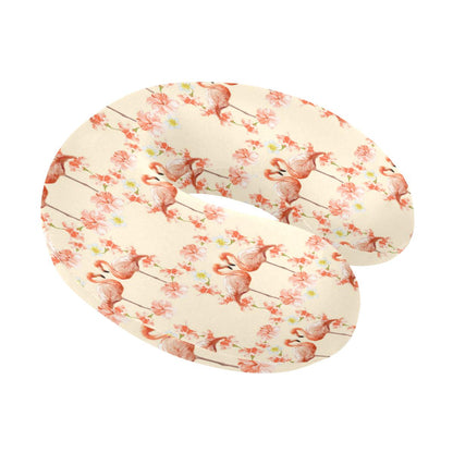 Flamingo Hibiscus Print Pattern U-Shaped Travel Neck Pillow-JTAMIGO.COM