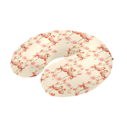 Flamingo Hibiscus Print Pattern U-Shaped Travel Neck Pillow-JTAMIGO.COM