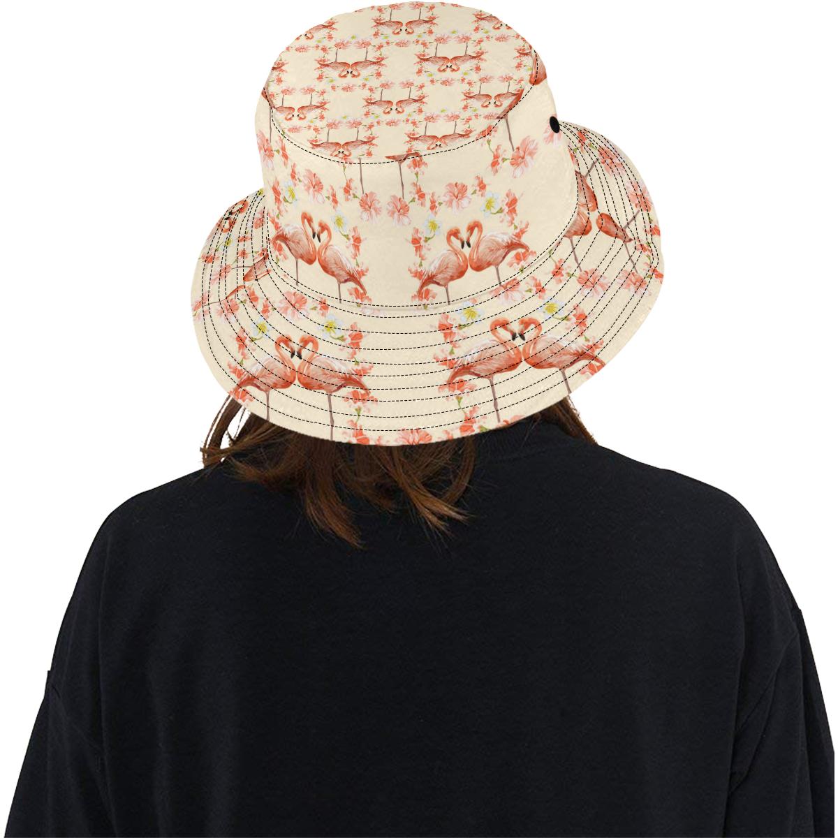 Flamingo Hibiscus Print Pattern Unisex Bucket Hat