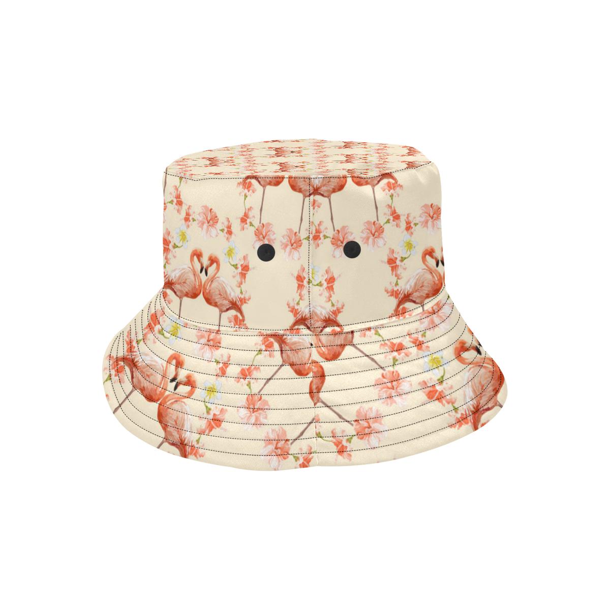Flamingo Hibiscus Print Pattern Unisex Bucket Hat