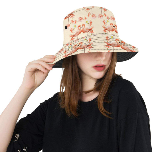 Flamingo Hibiscus Print Pattern Unisex Bucket Hat