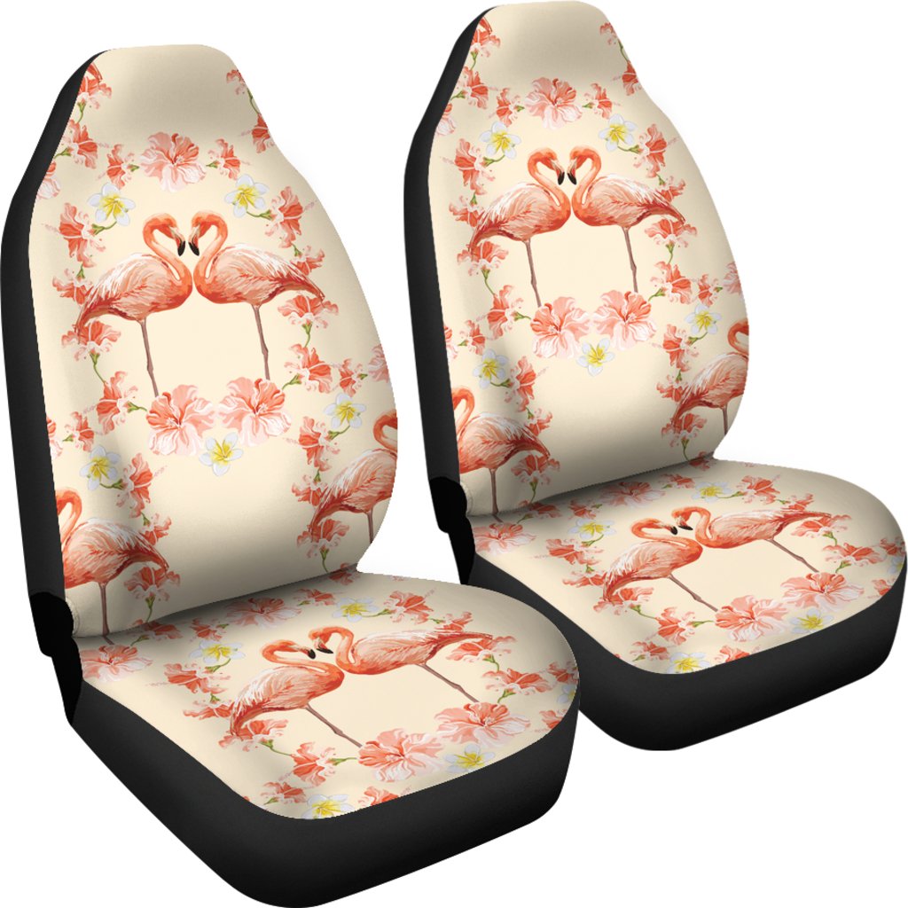 Flamingo Hibiscus Print Pattern Universal Fit Car Seat Covers