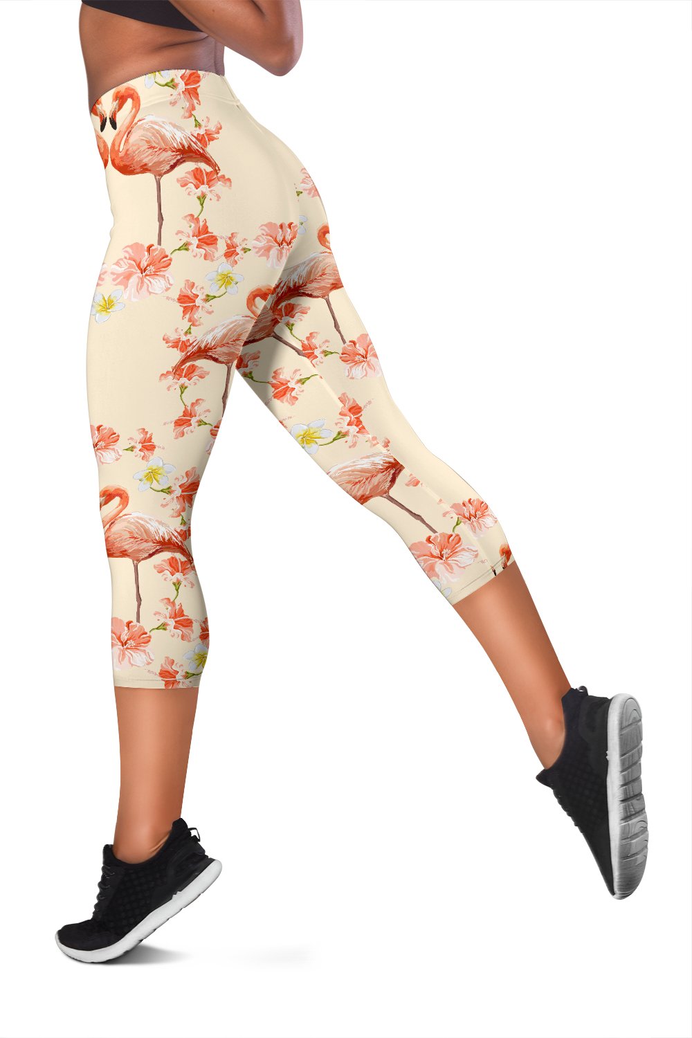 Flamingo Hibiscus Print Pattern Women Capris