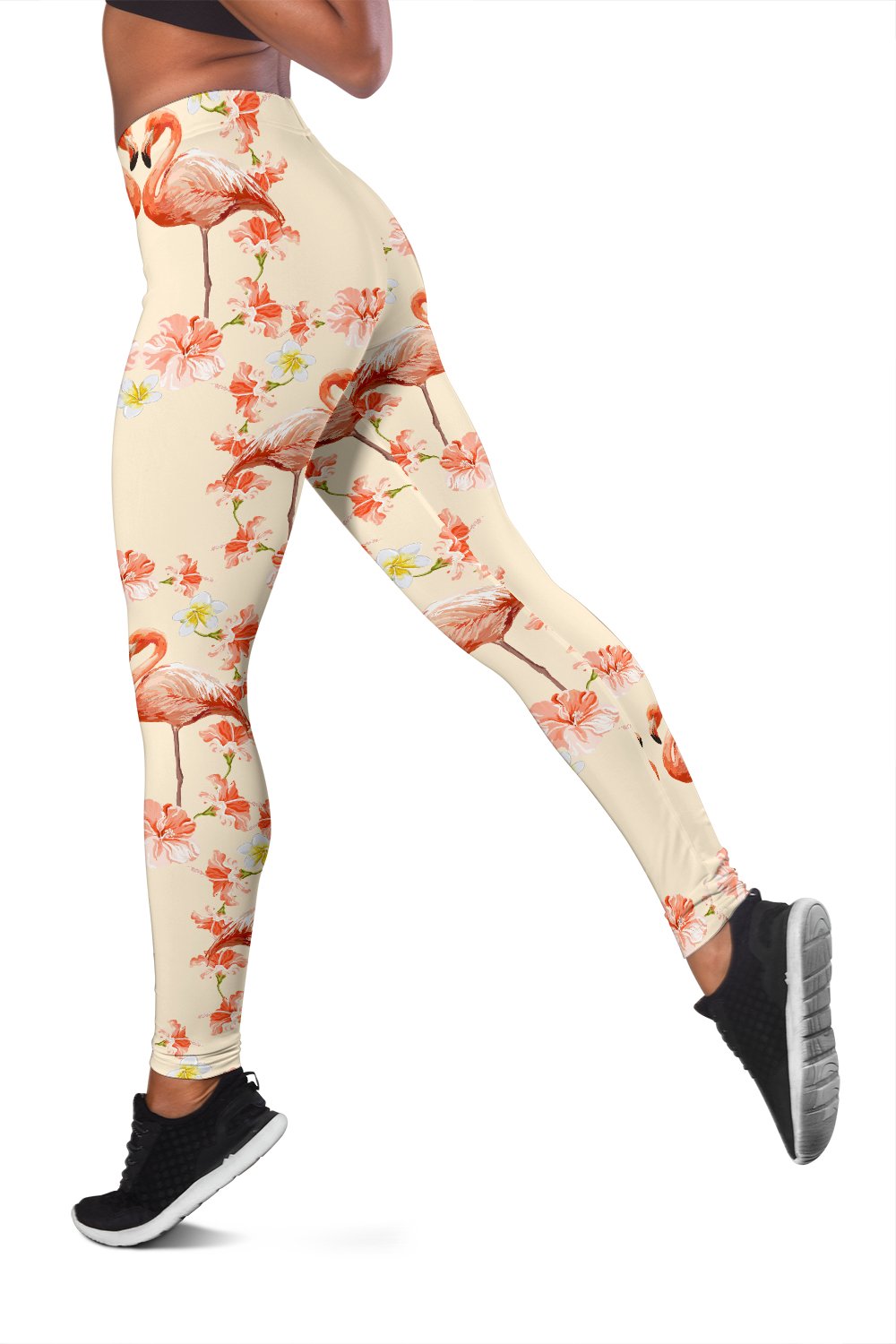Flamingo Hibiscus Print Pattern Women Leggings