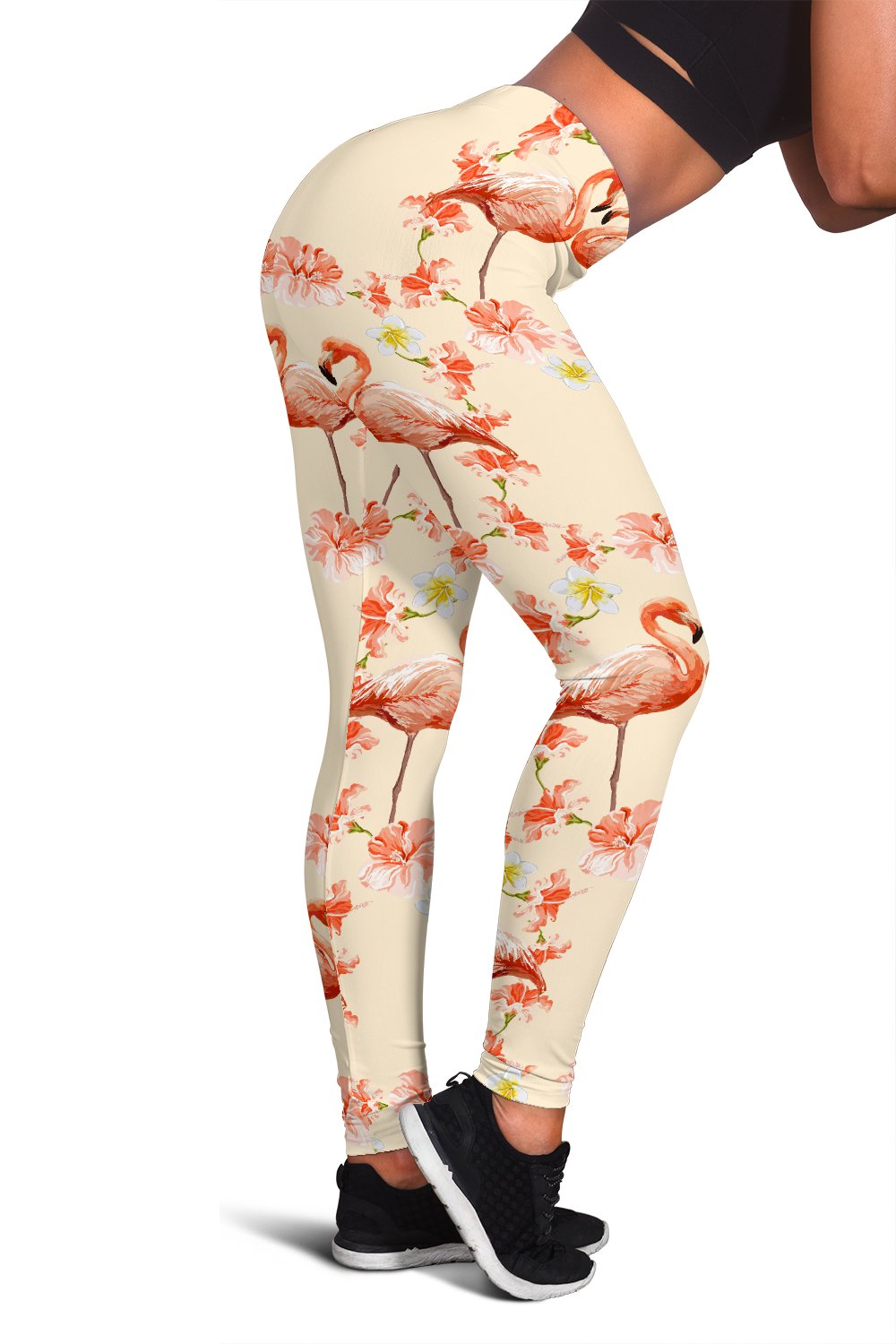 Flamingo Hibiscus Print Pattern Women Leggings