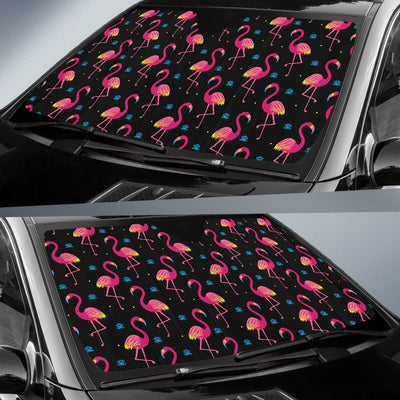 Flamingo Pink Neon Print Pattern Car Sun Shade For Windshield