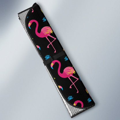 Flamingo Pink Neon Print Pattern Car Sun Shade For Windshield