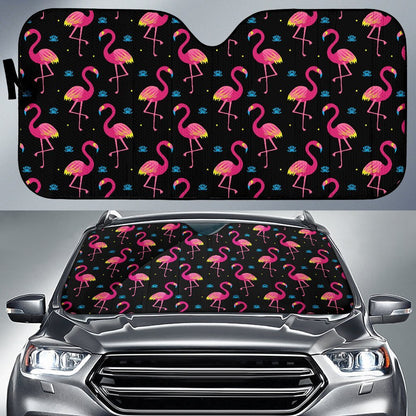 Flamingo Pink Neon Print Pattern Car Sun Shade For Windshield