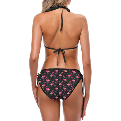 Flamingo Pink Neon Print Pattern Custom Bikini Swimsuit (Model S01)-JTAMIGO.COM