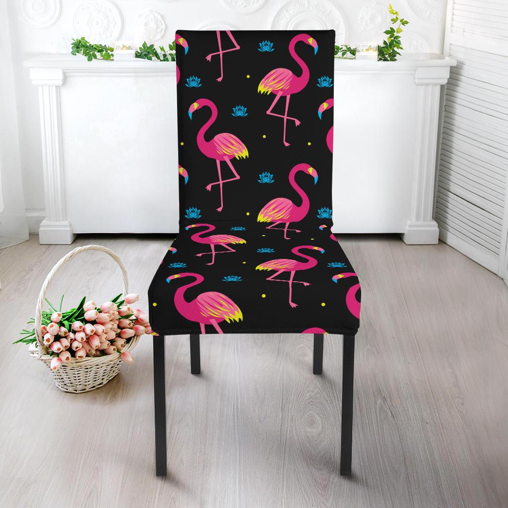 Flamingo Pink Neon Print Pattern Dinning Chair Slipper-JTAMIGO.COM