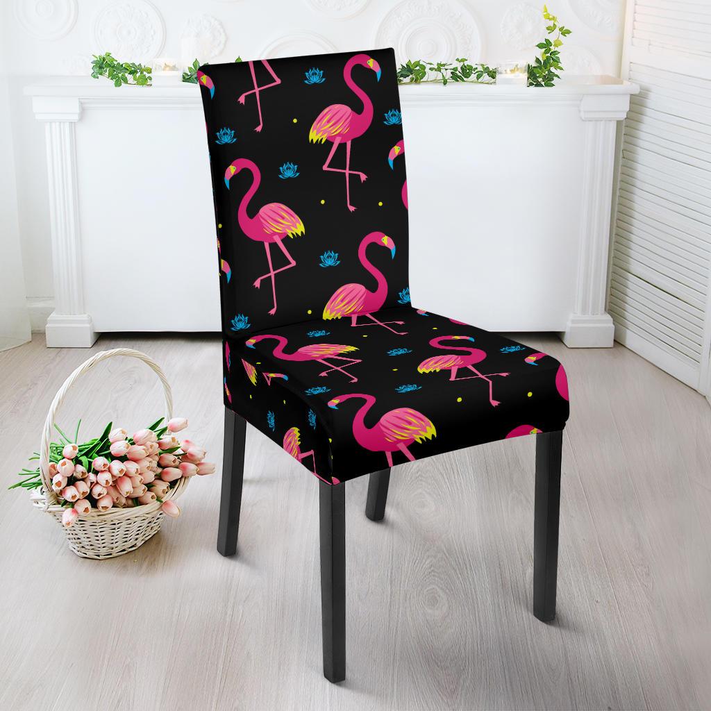 Flamingo Pink Neon Print Pattern Dinning Chair Slipper-JTAMIGO.COM