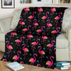 Flamingo Pink Neon Print Pattern Fleece Blanket