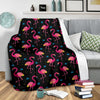 Flamingo Pink Neon Print Pattern Fleece Blanket