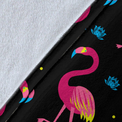 Flamingo Pink Neon Print Pattern Fleece Blanket