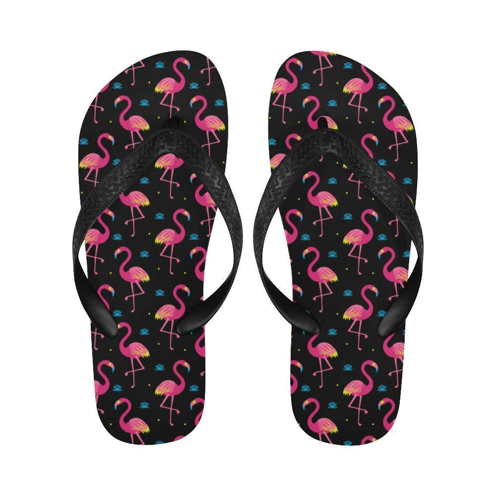 Flamingo Pink Neon Print Pattern Flip Flops-JTAMIGO.COM