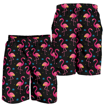 Flamingo Pink Neon Print Pattern Mens Shorts-JTAMIGO.COM
