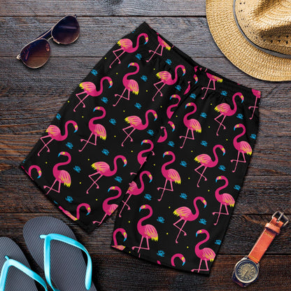 Flamingo Pink Neon Print Pattern Mens Shorts-JTAMIGO.COM