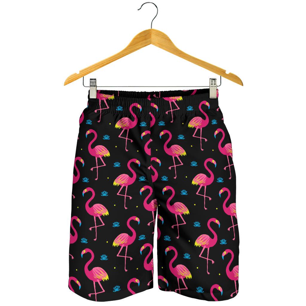 Flamingo Pink Neon Print Pattern Mens Shorts-JTAMIGO.COM