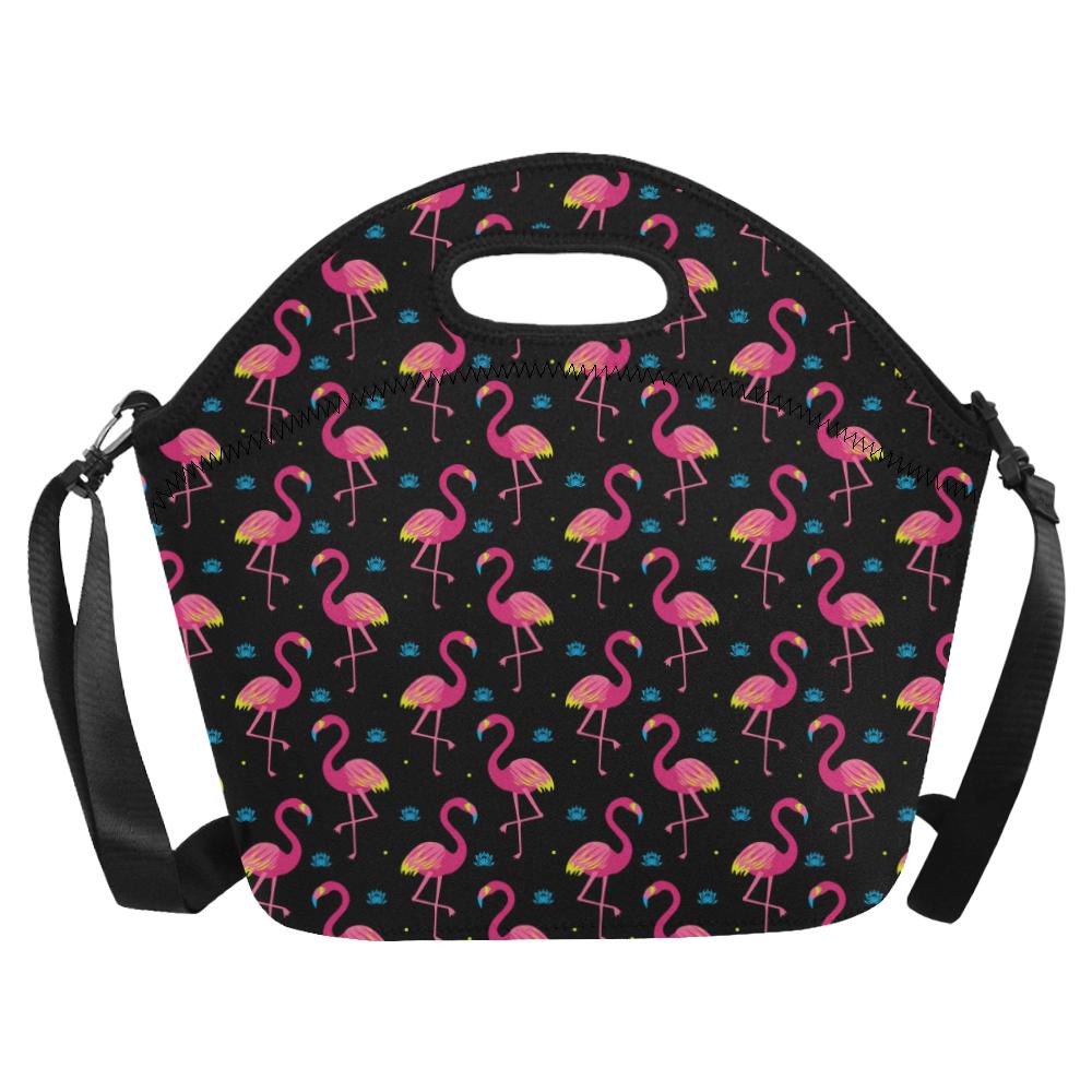 Flamingo Pink Neon Print Pattern Neoprene Lunch Bag (Model 1669)(Large)-JTAMIGO.COM