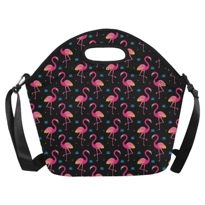 Flamingo Pink Neon Print Pattern Neoprene Lunch Bag (Model 1669)(Large)-JTAMIGO.COM